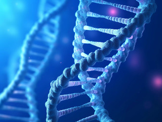 生物科技三维蓝色毛绒感DNA分子